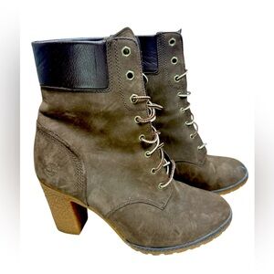 Timberland Earthkeepers Glancy Brown Lace Up Heeled Boots Size 9.5